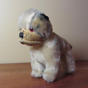 plush vintage antique? mohair dog Japan bulldog feels like Steiff Bully (W5770)